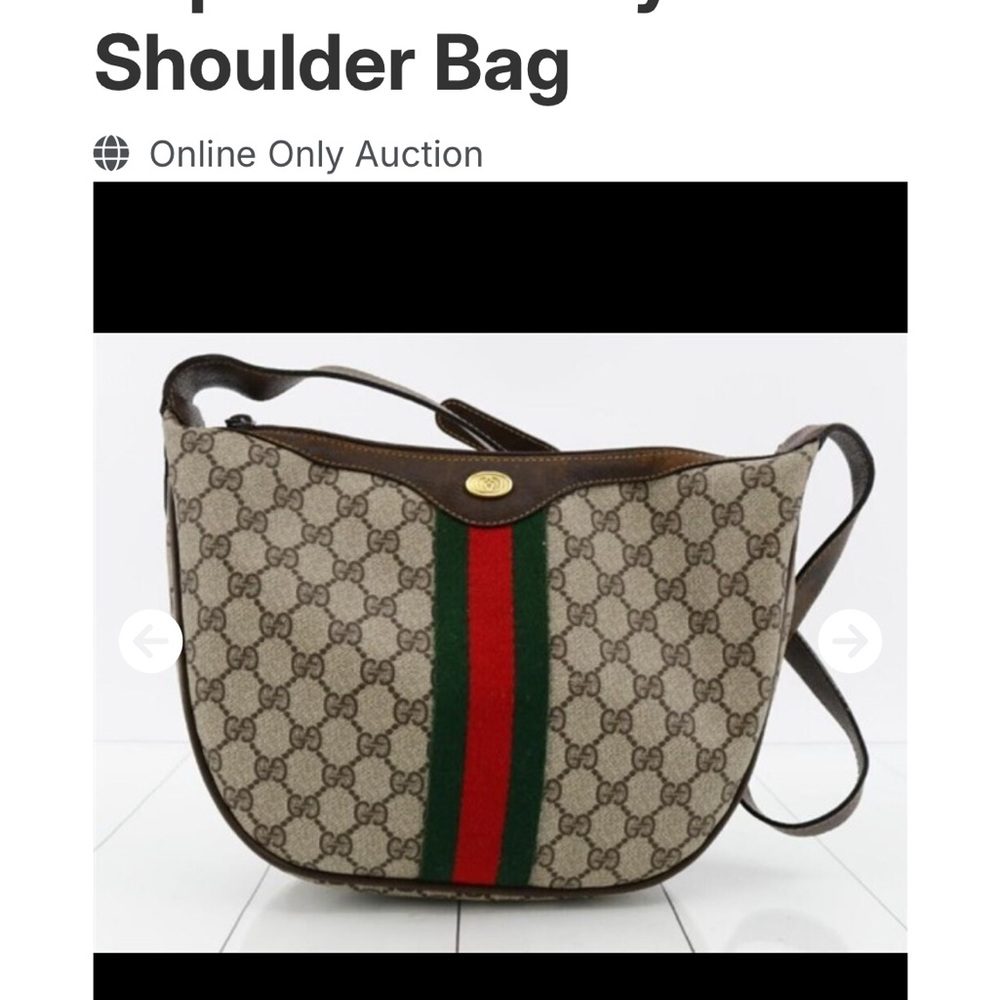 Gucci Beige and Brown Shoulder Bag with Red and Green Stripe